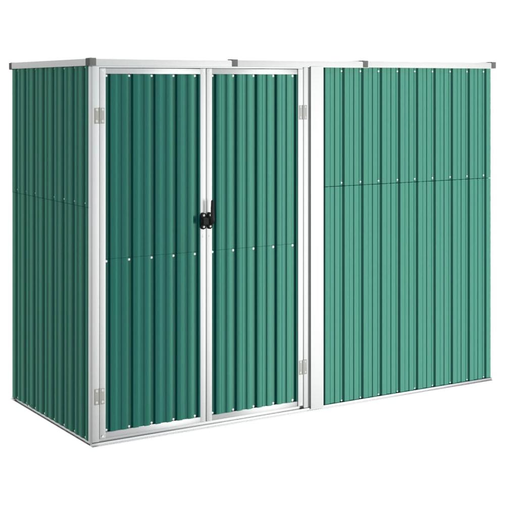 Garden Tool Shed Green 88.6"x35"x63.4" Galvanized Steel. Picture 1