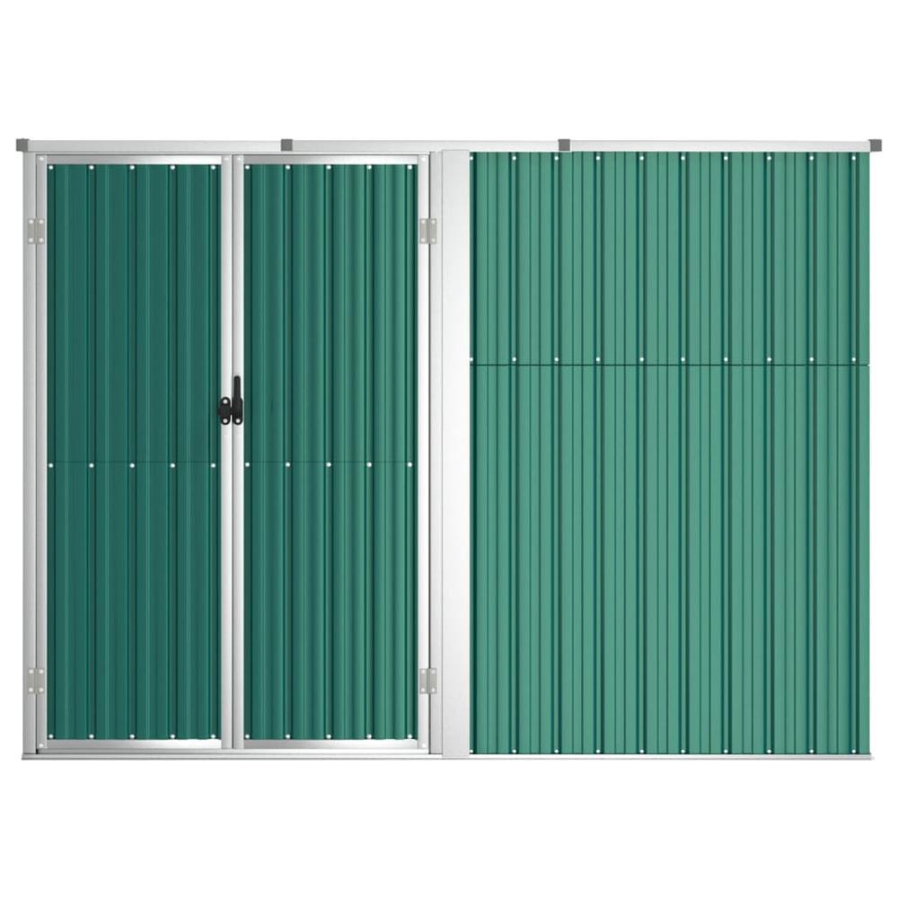 Garden Tool Shed Green 88.6"x35"x63.4" Galvanized Steel. Picture 3