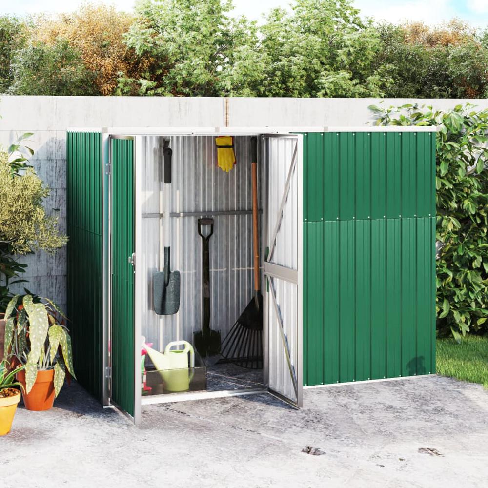 Garden Tool Shed Green 88.6"x35"x63.4" Galvanized Steel. Picture 7