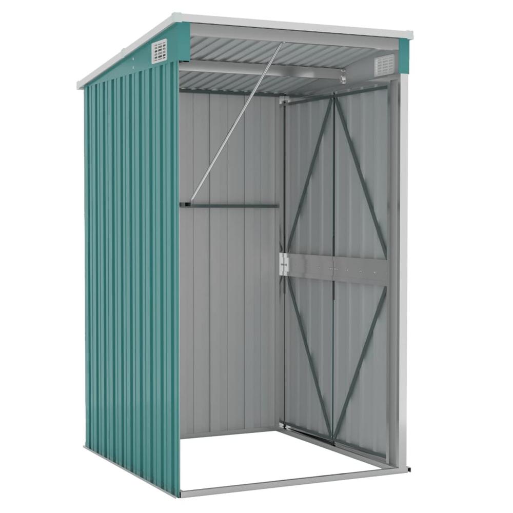 Wall-mounted Garden Shed Green 46.5"x39.4"x70.1" Galvanized Steel. Picture 4