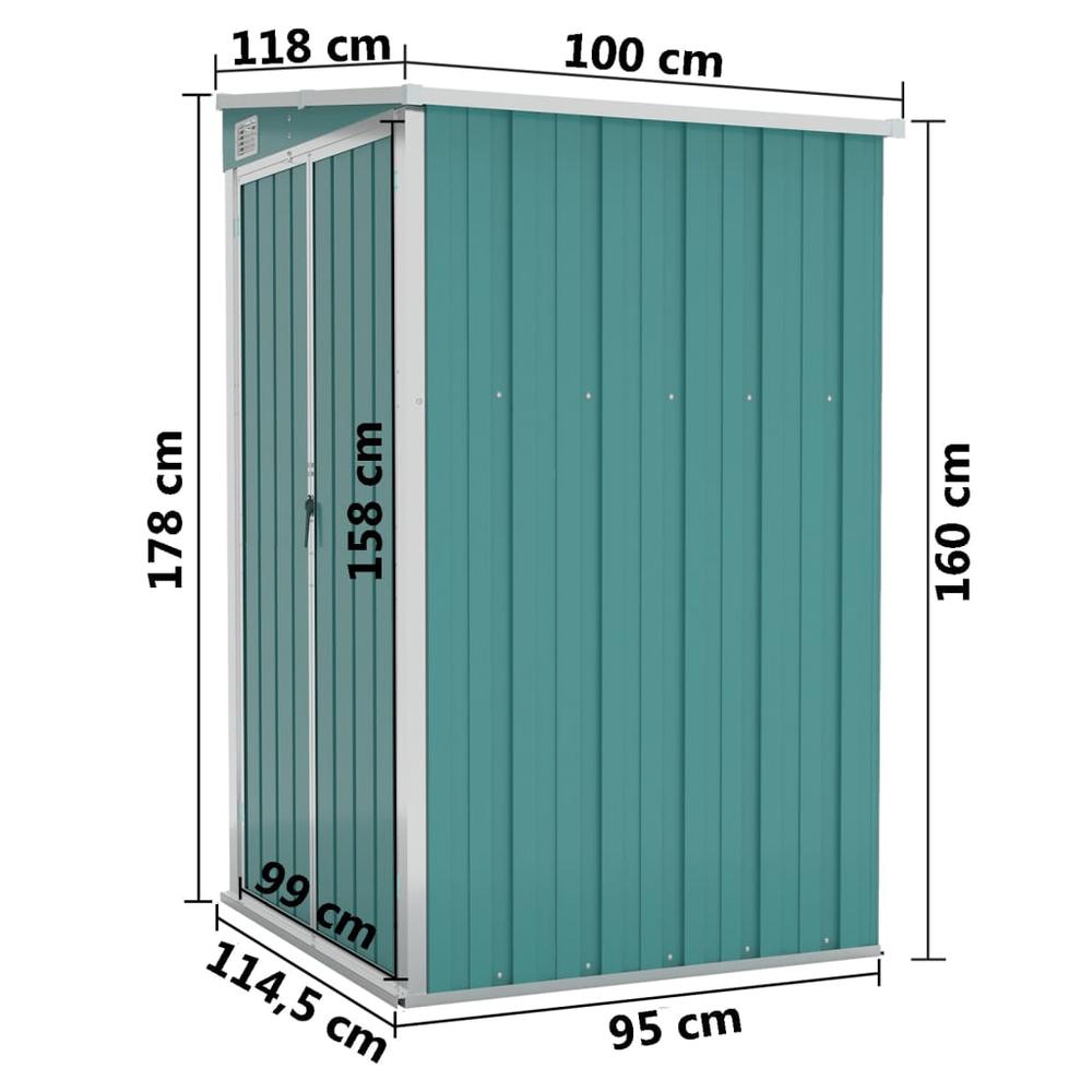 Wall-mounted Garden Shed Green 46.5"x39.4"x70.1" Galvanized Steel. Picture 6