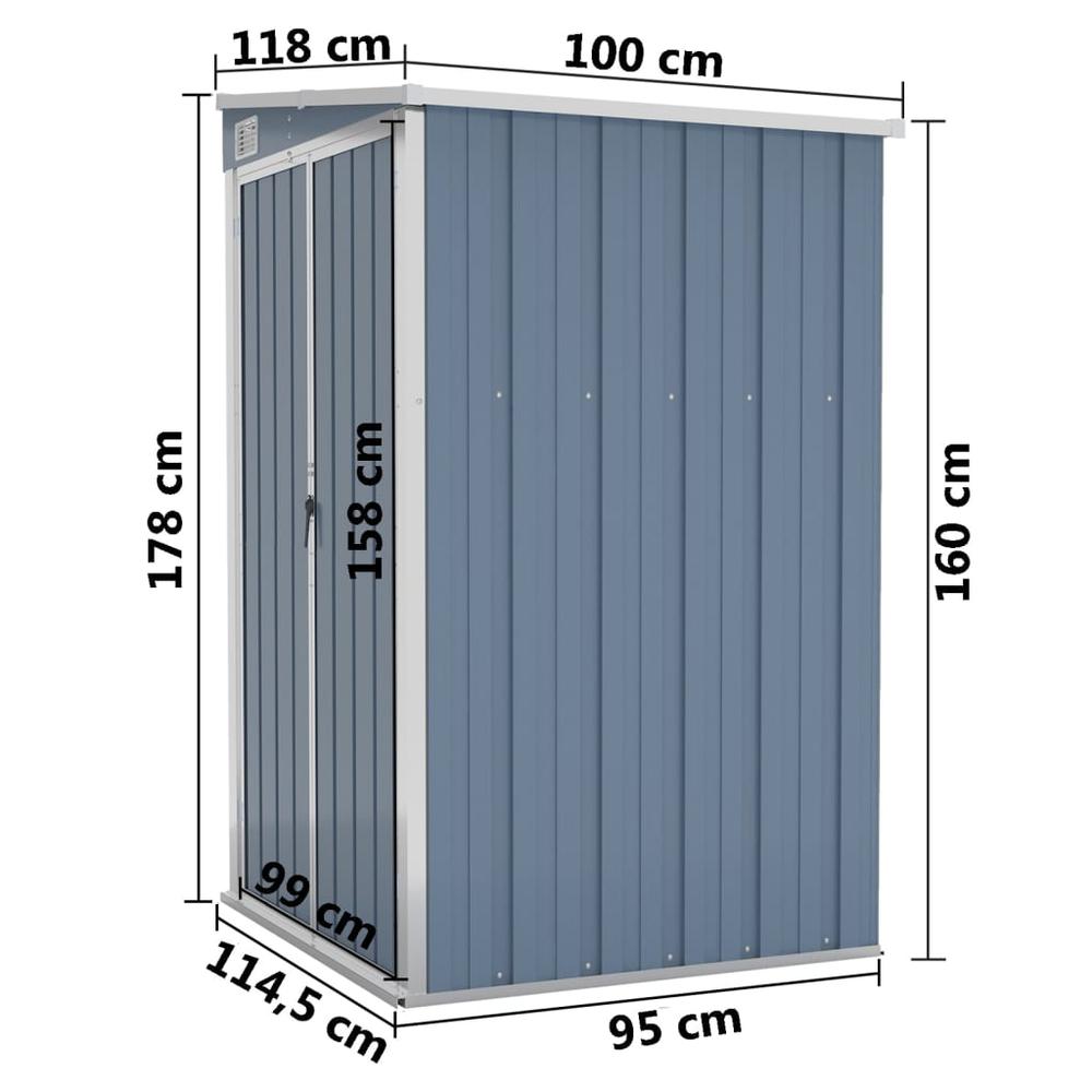 Wall-mounted Garden Shed Gray 46.5"x39.4"x70.1" Galvanized Steel. Picture 6