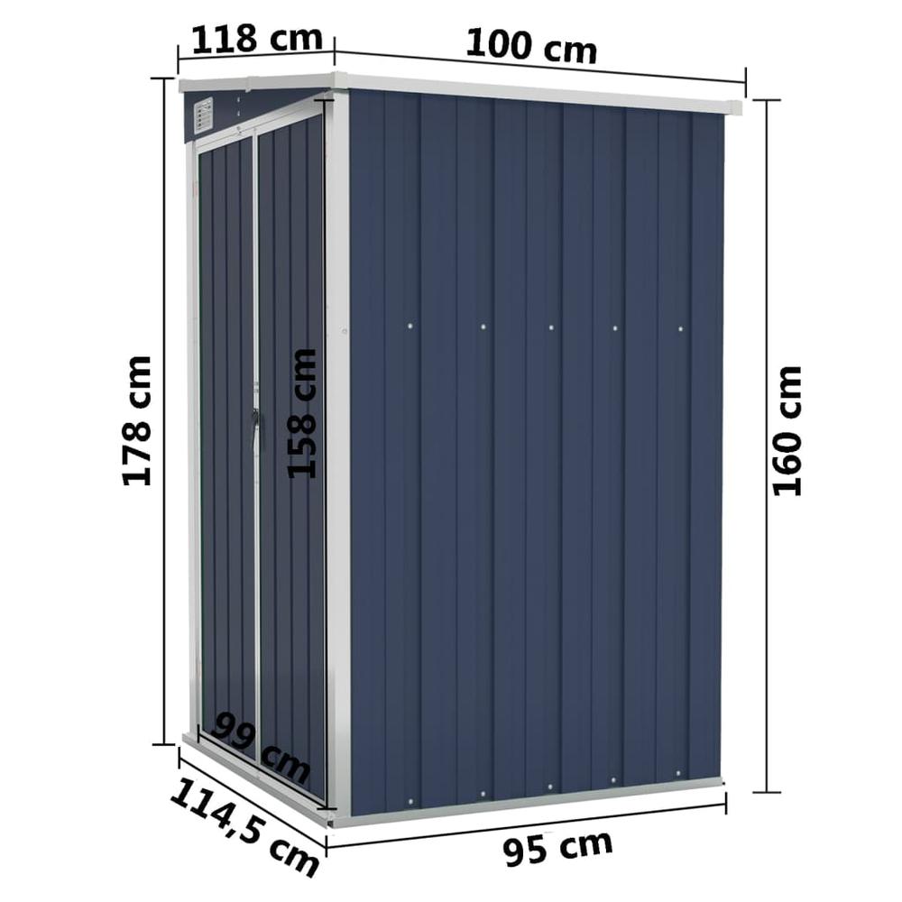Wall-mounted Garden Shed Anthracite 46.5"x39.4"x70.1" Steel. Picture 6