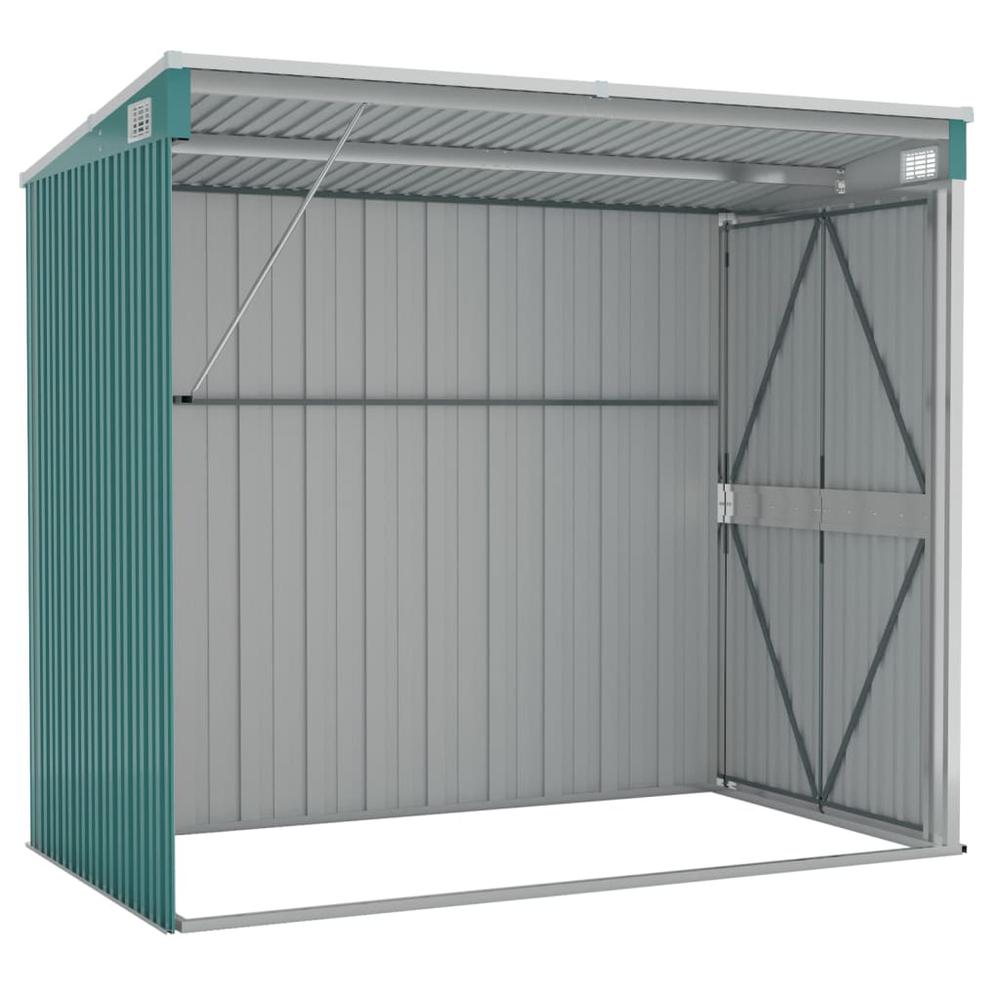 Wall-mounted Garden Shed Green 46.5"x76.4"x70.1" Galvanized Steel. Picture 5