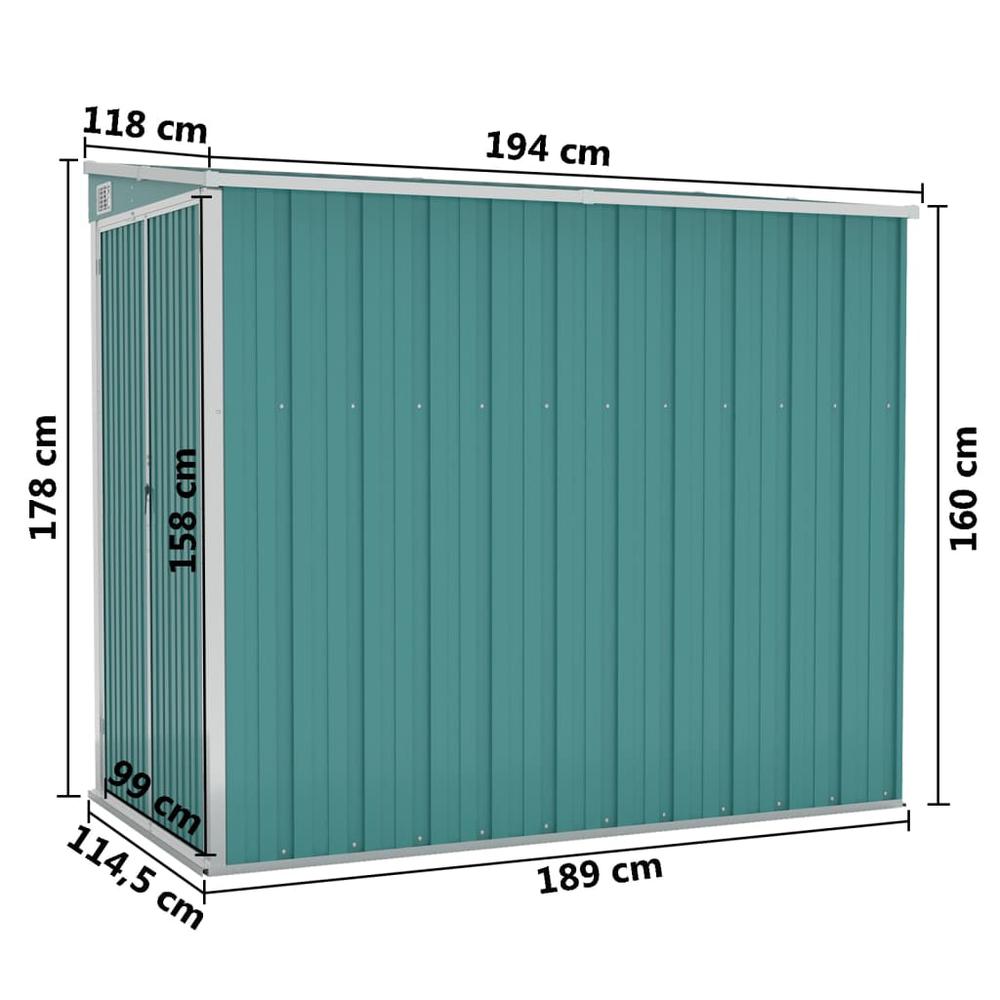 Wall-mounted Garden Shed Green 46.5"x76.4"x70.1" Galvanized Steel. Picture 6