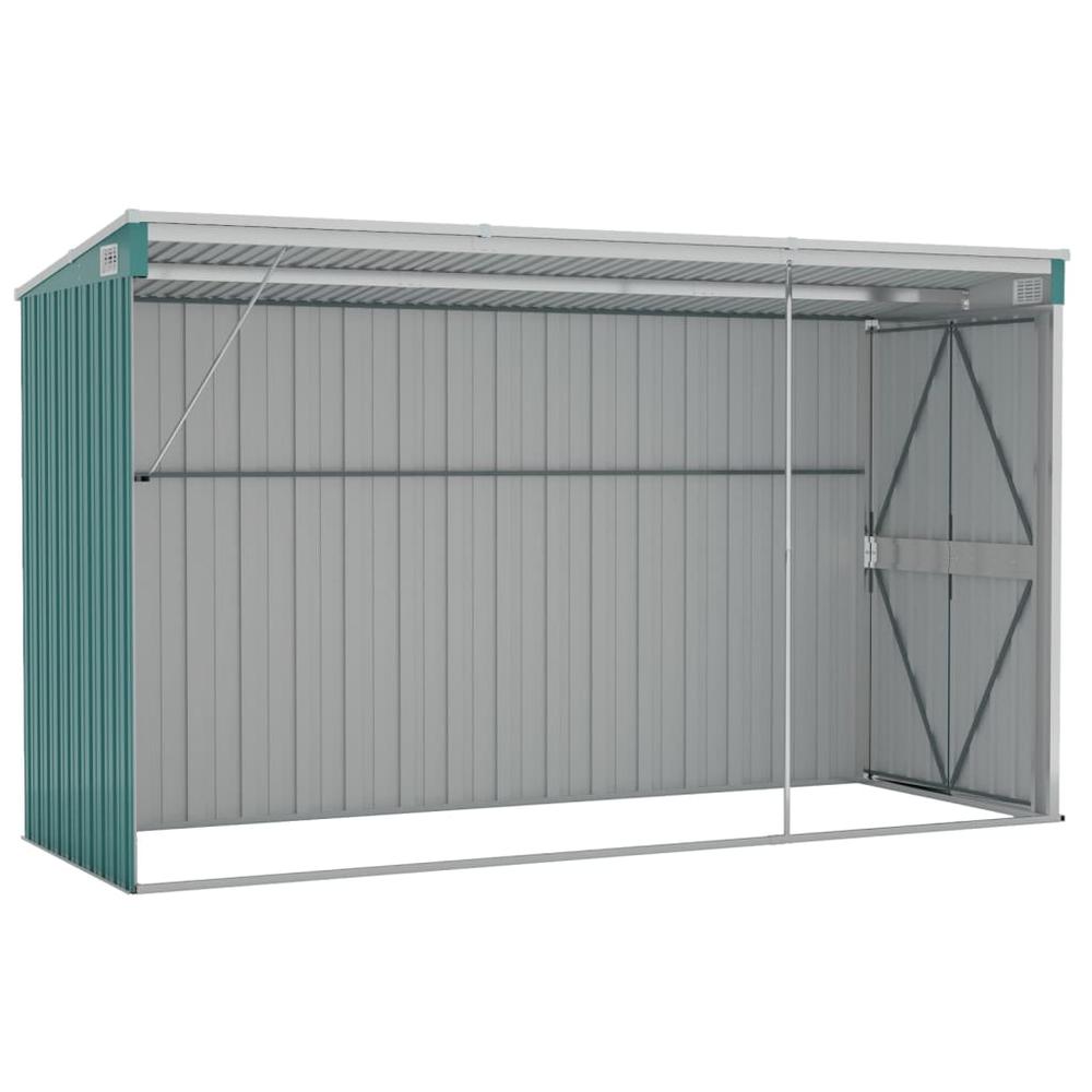 Wall-mounted Garden Shed Green 46.5"x113.4"x70.1" Galvanized Steel. Picture 5