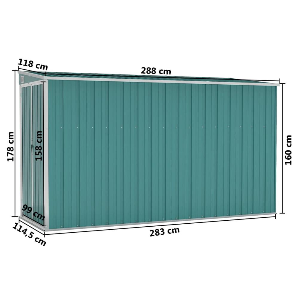 Wall-mounted Garden Shed Green 46.5"x113.4"x70.1" Galvanized Steel. Picture 6