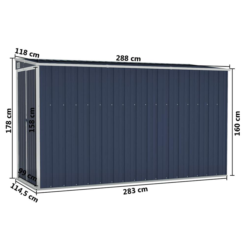 Wall-mounted Garden Shed Anthracite 46.5"x113.4"x70.1" Steel. Picture 6