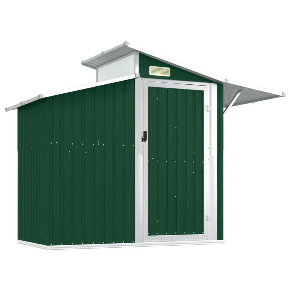 Garden Shed Green 106.3"x51.2"x82.1" Galvanized Steel. Picture 1