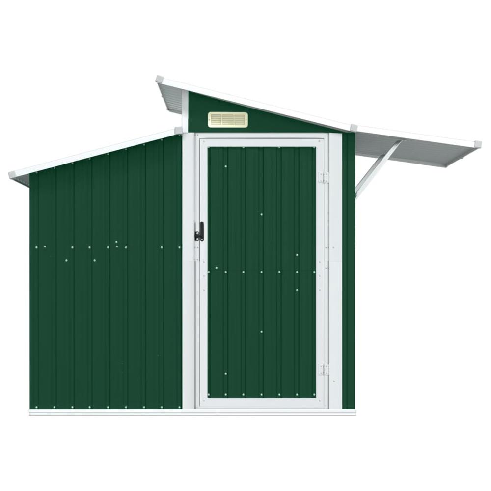Garden Shed Green 106.3"x51.2"x82.1" Galvanized Steel. Picture 2