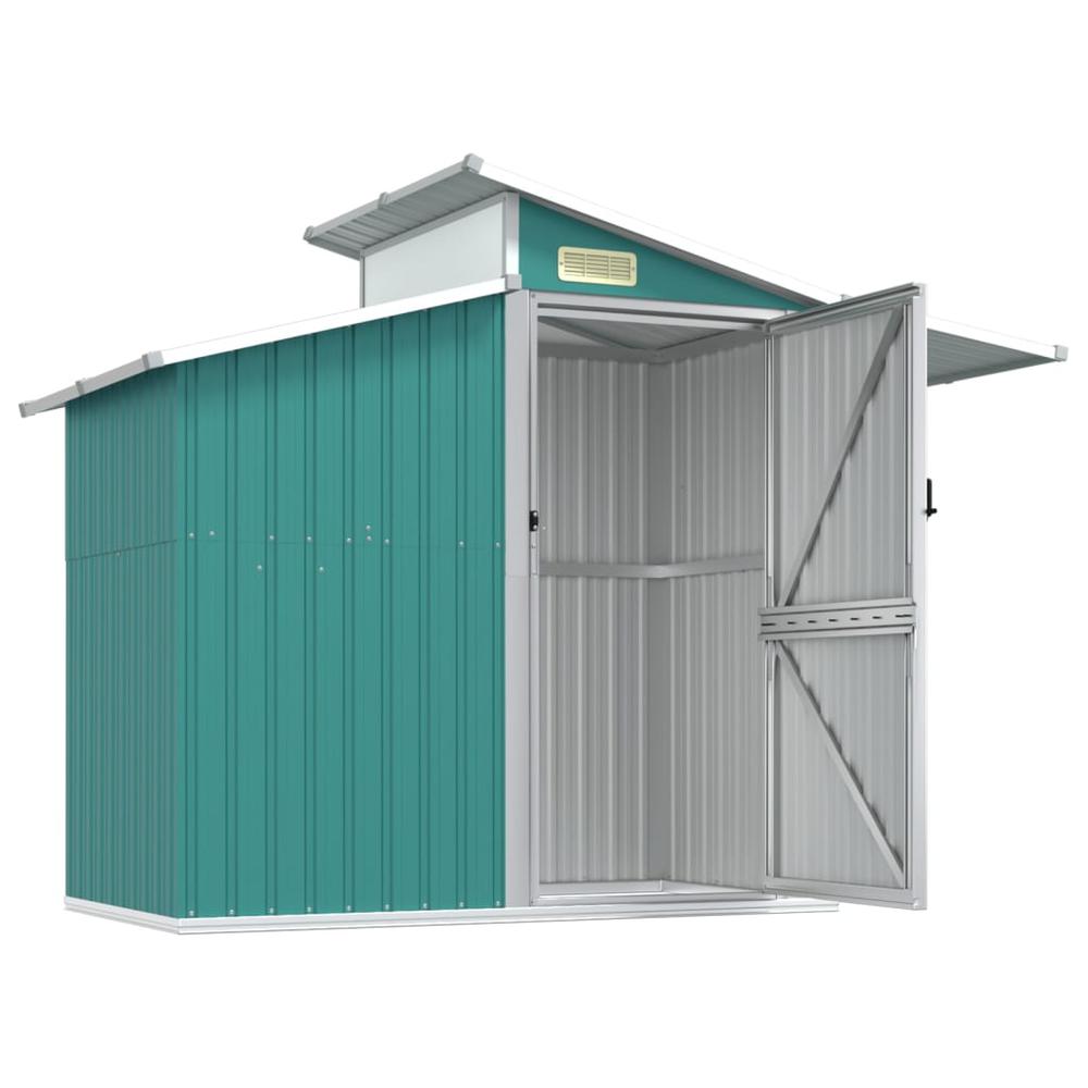 Garden Shed Green 106.3"x51.2"x82.1" Galvanized Steel. Picture 3