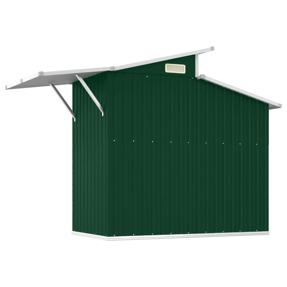 Garden Shed Green 106.3"x51.2"x82.1" Galvanized Steel. Picture 5