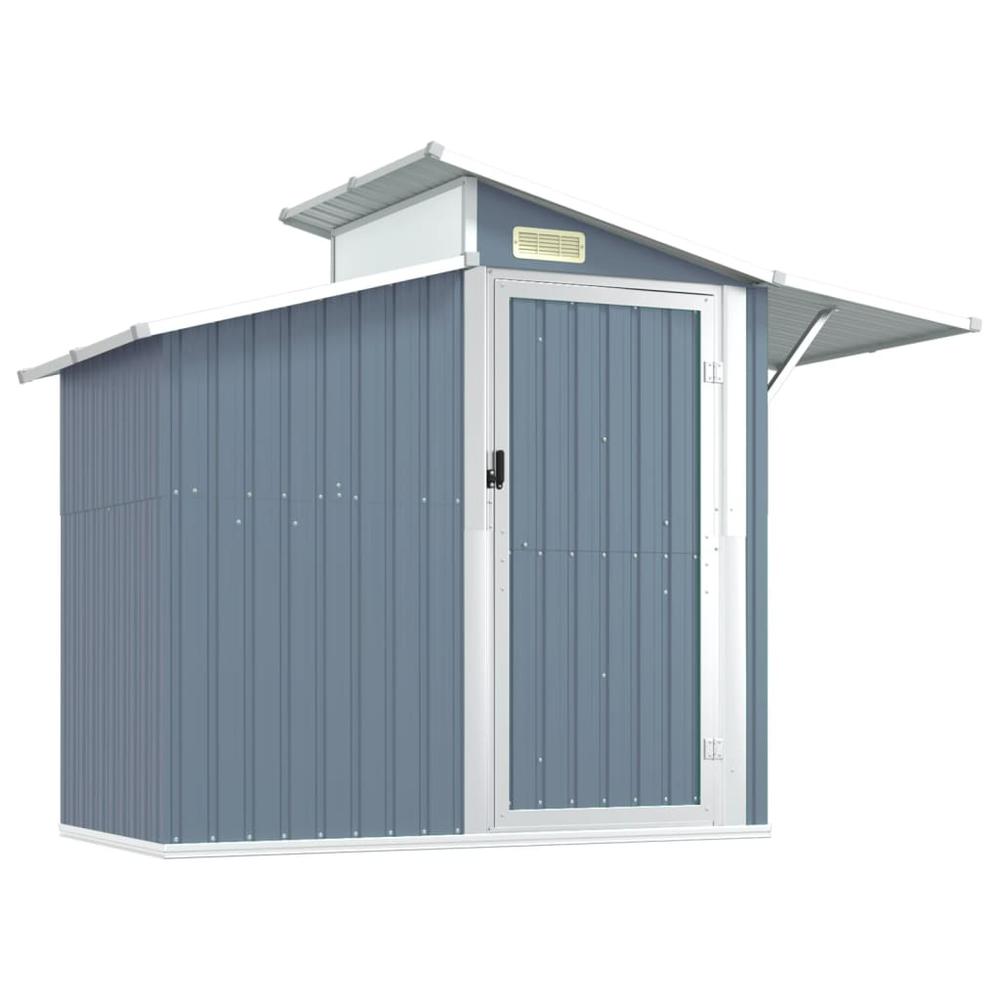 Garden Shed Gray 106.3"x51.2"x82.1" Galvanized Steel. Picture 1