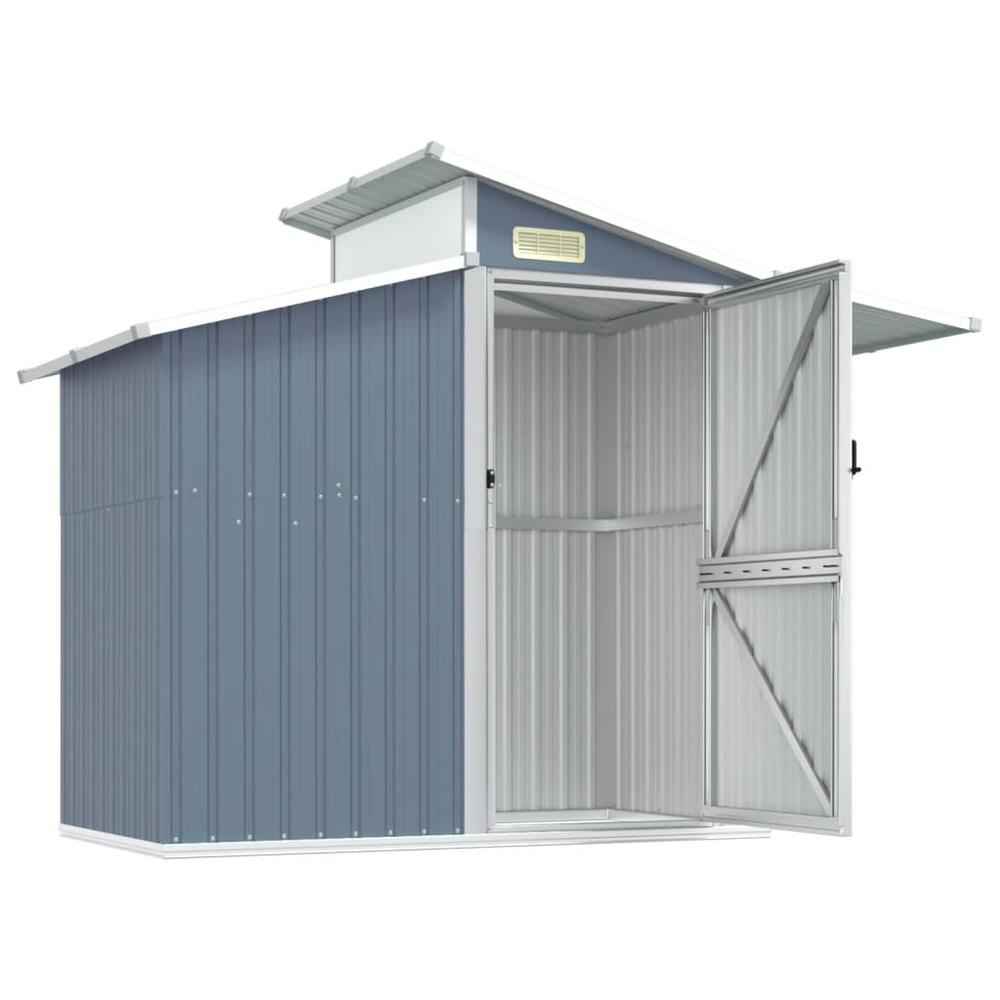 Garden Shed Gray 106.3"x51.2"x82.1" Galvanized Steel. Picture 3