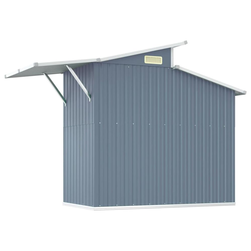 Garden Shed Gray 106.3"x51.2"x82.1" Galvanized Steel. Picture 5