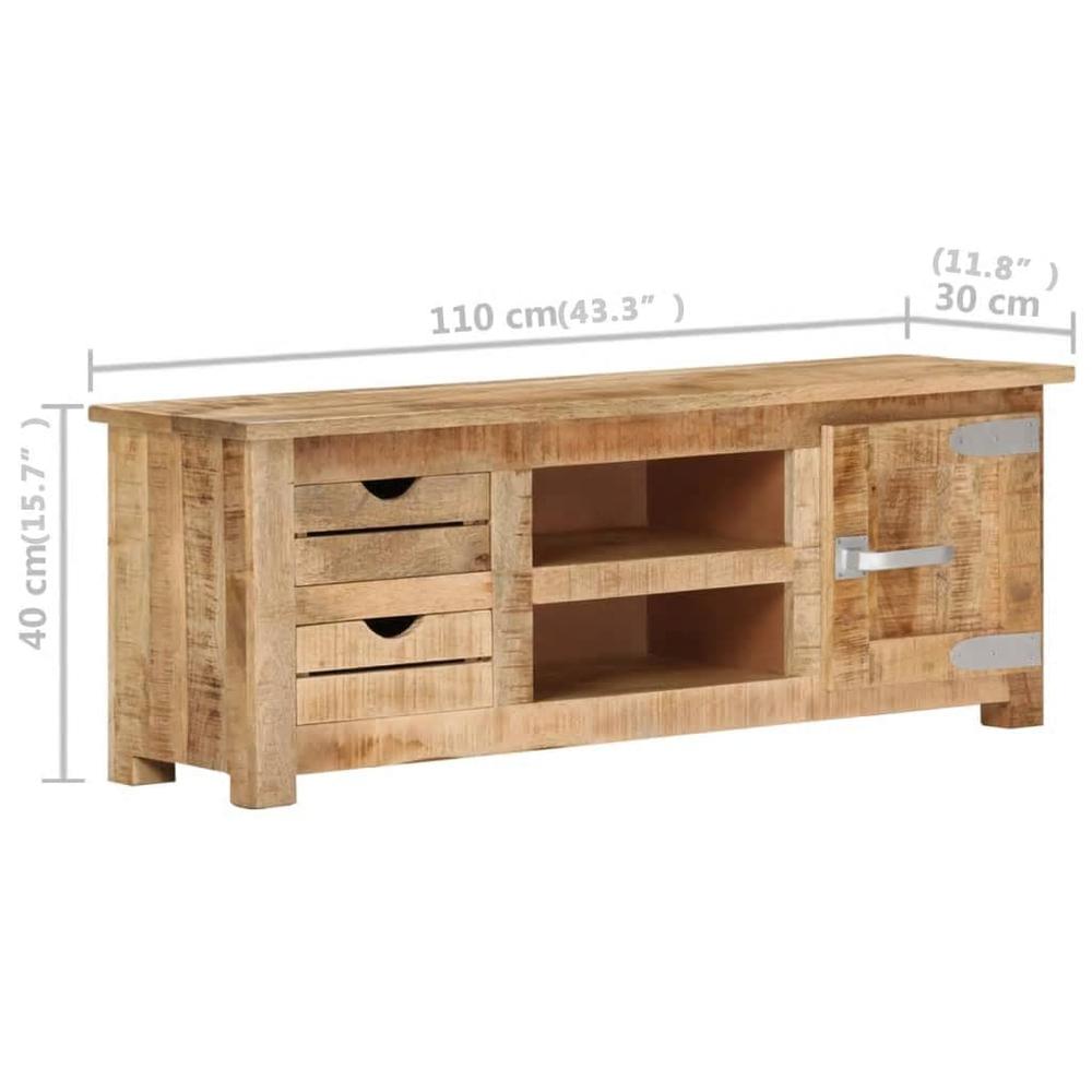 vidaXL TV Cabinet 43.3"x11.8"x15.7" Rough Mango Wood, 328307. Picture 9