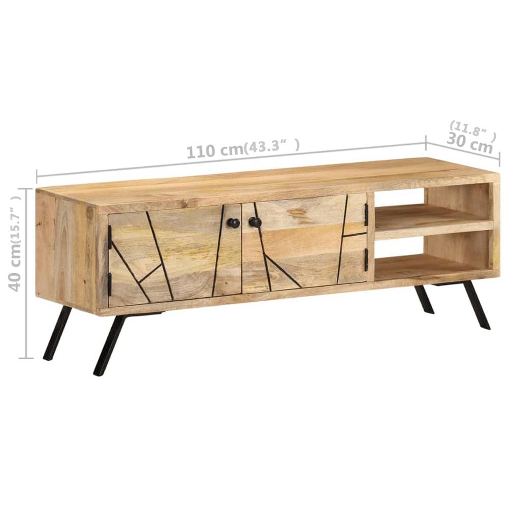 vidaXL TV Cabinet 43.3"x11.8"x15.7" Solid Mango Wood, 328312. Picture 9