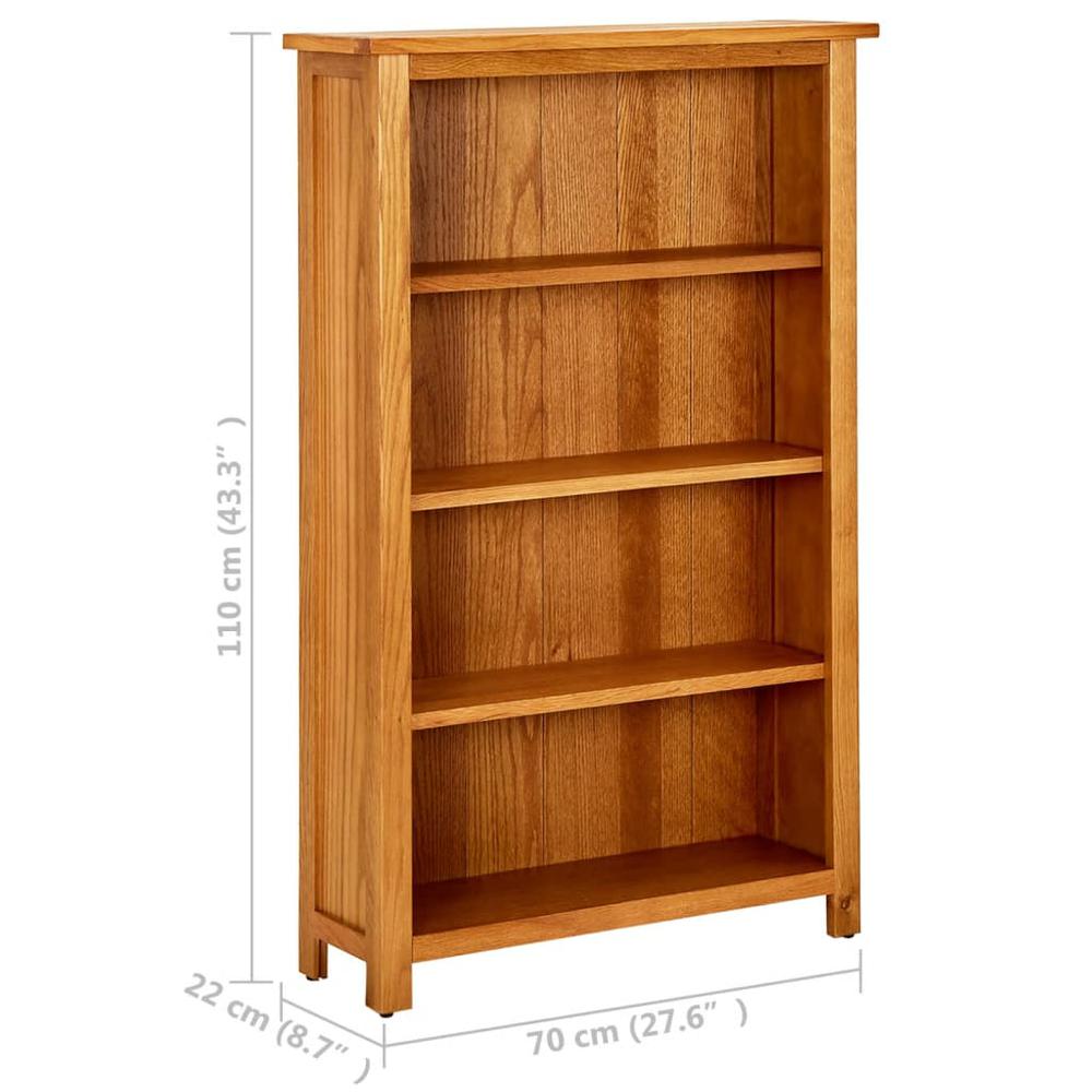 vidaXL 4-Tier Bookcase 27.5"x8.6"x43.3" Solid Oak Wood. Picture 6