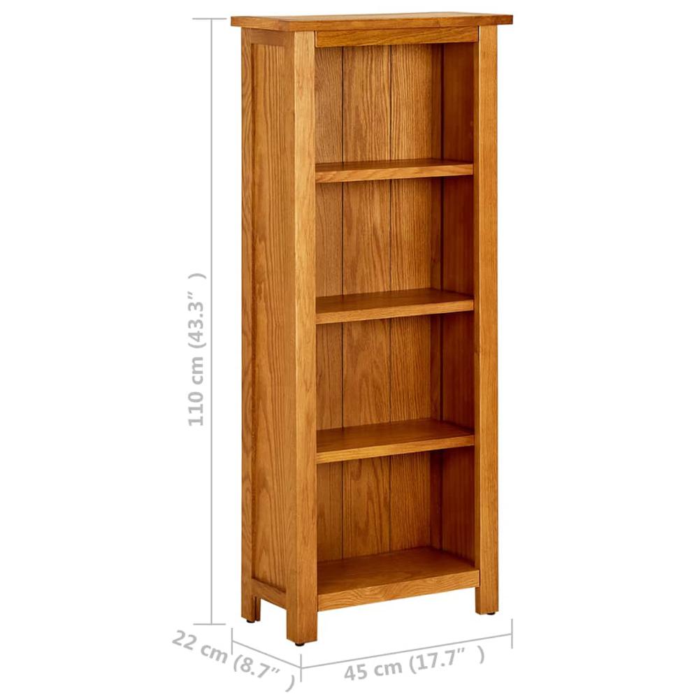4-Tier Bookcase 17.7"x8.7"x43.3" Solid Oak Wood. Picture 5