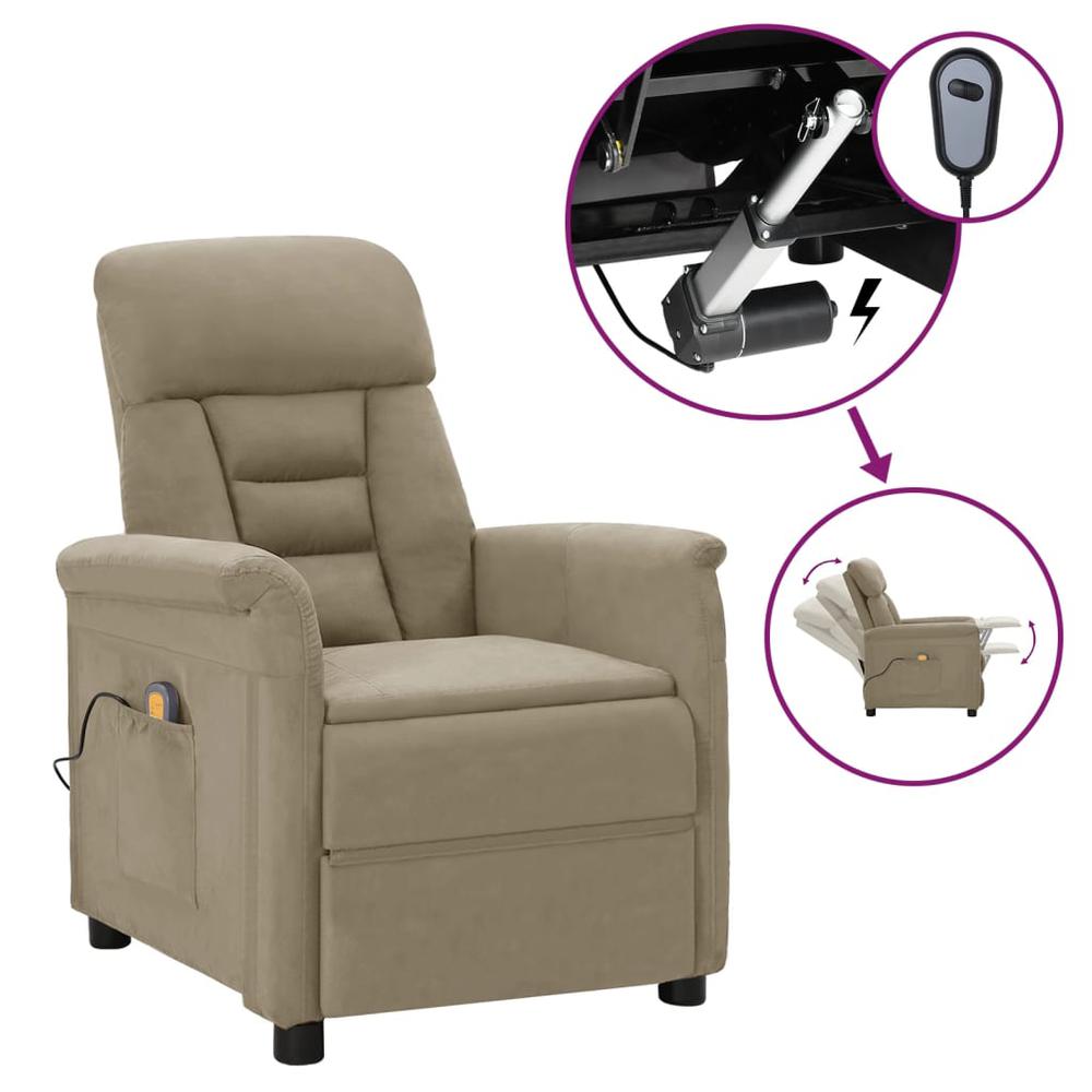 Electric Massage Recliner Light Gray Faux Leather. Picture 12