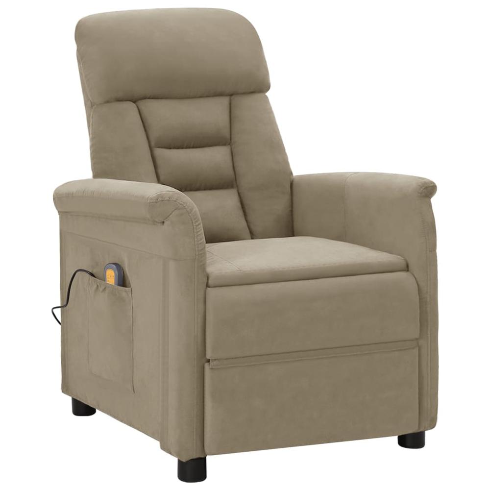 Electric Massage Recliner Light Gray Faux Leather. Picture 1