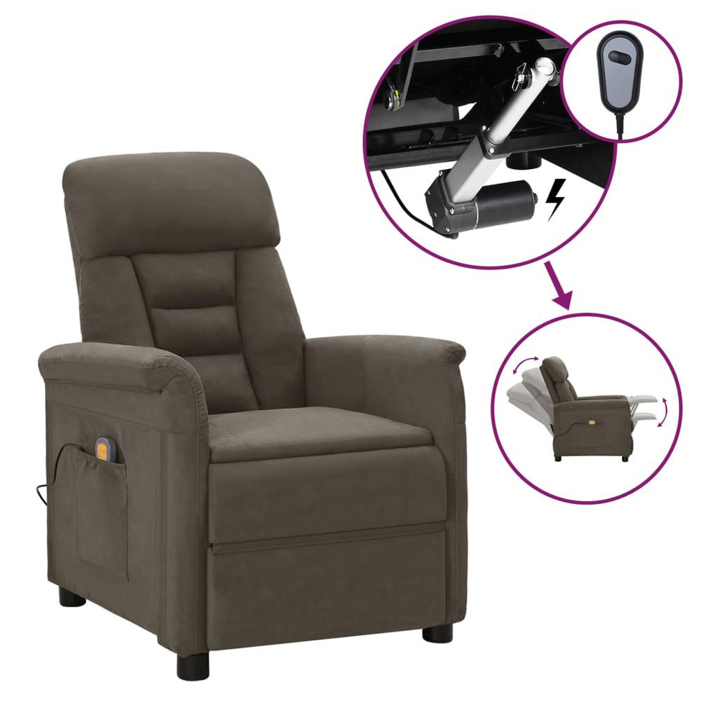 Electric Massage Recliner Dark Gray Faux Leather. Picture 12