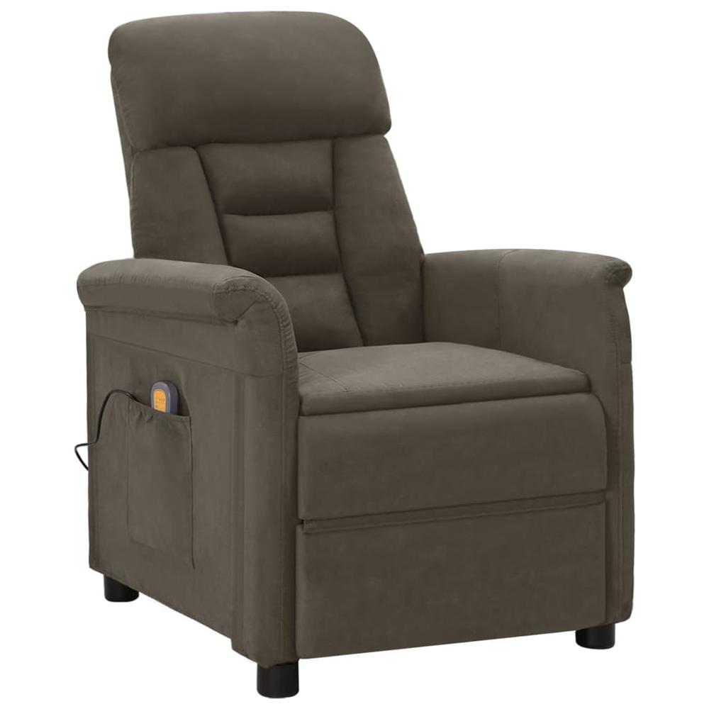 Electric Massage Recliner Dark Gray Faux Leather. Picture 1