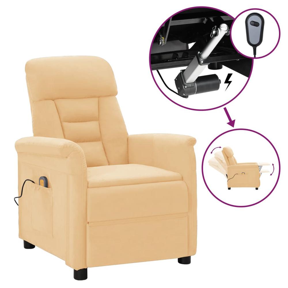 Electric Massage Recliner Cream Faux Leather. Picture 12