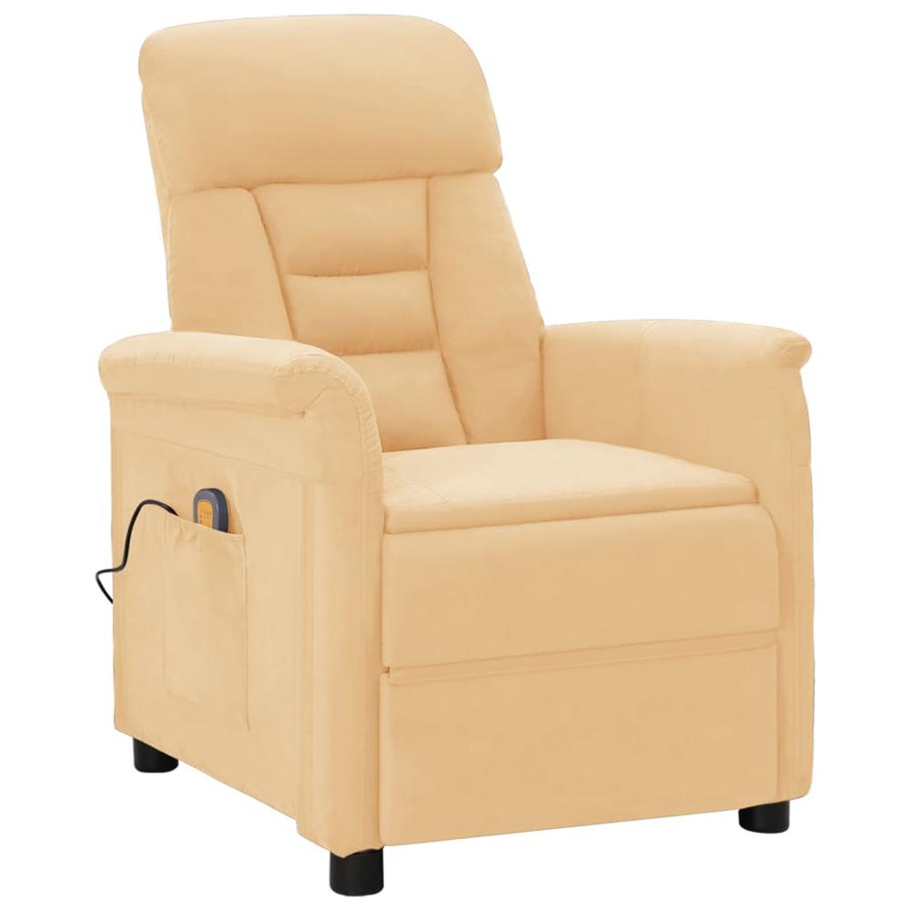 Electric Massage Recliner Cream Faux Leather. Picture 1