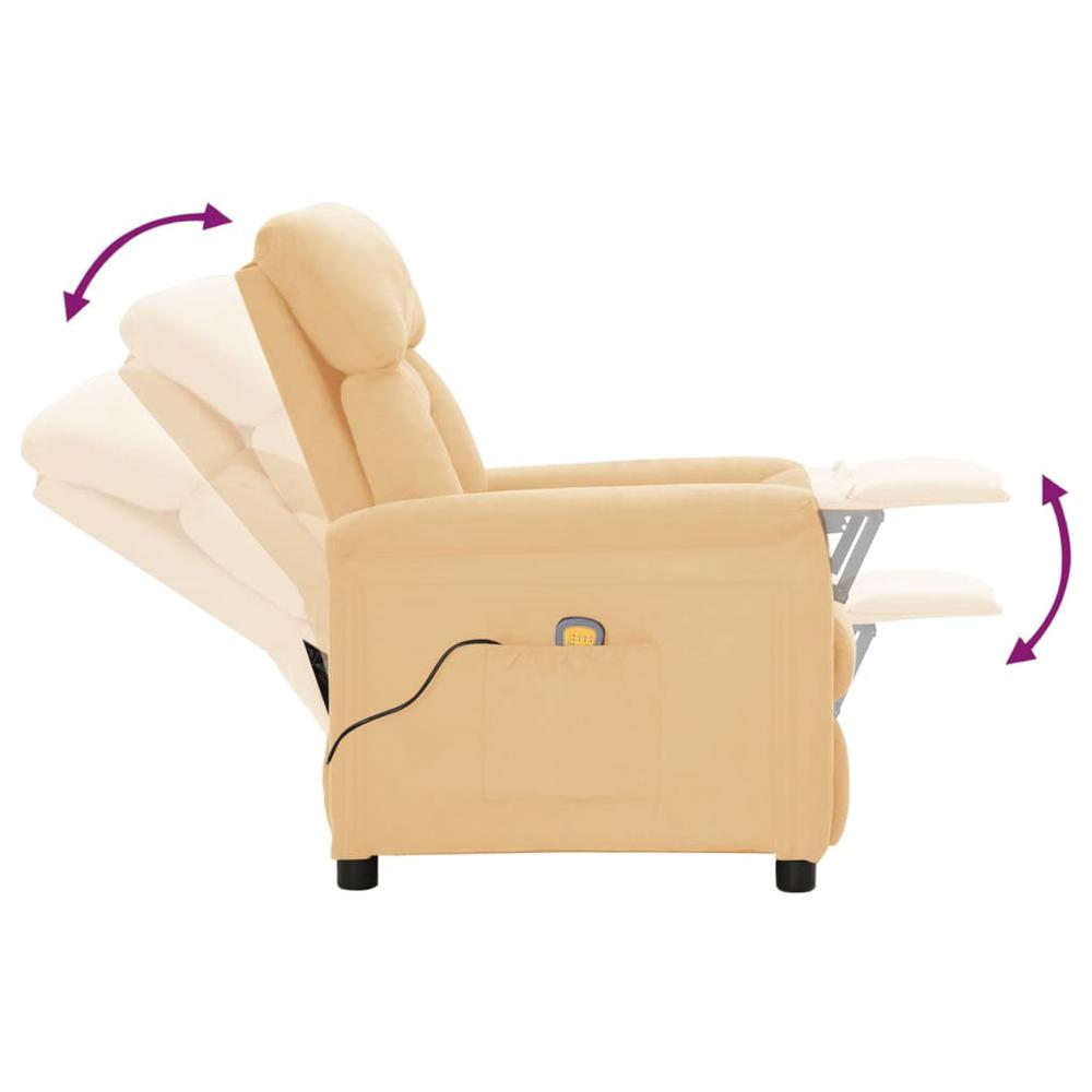 Electric Massage Recliner Cream Faux Leather. Picture 5