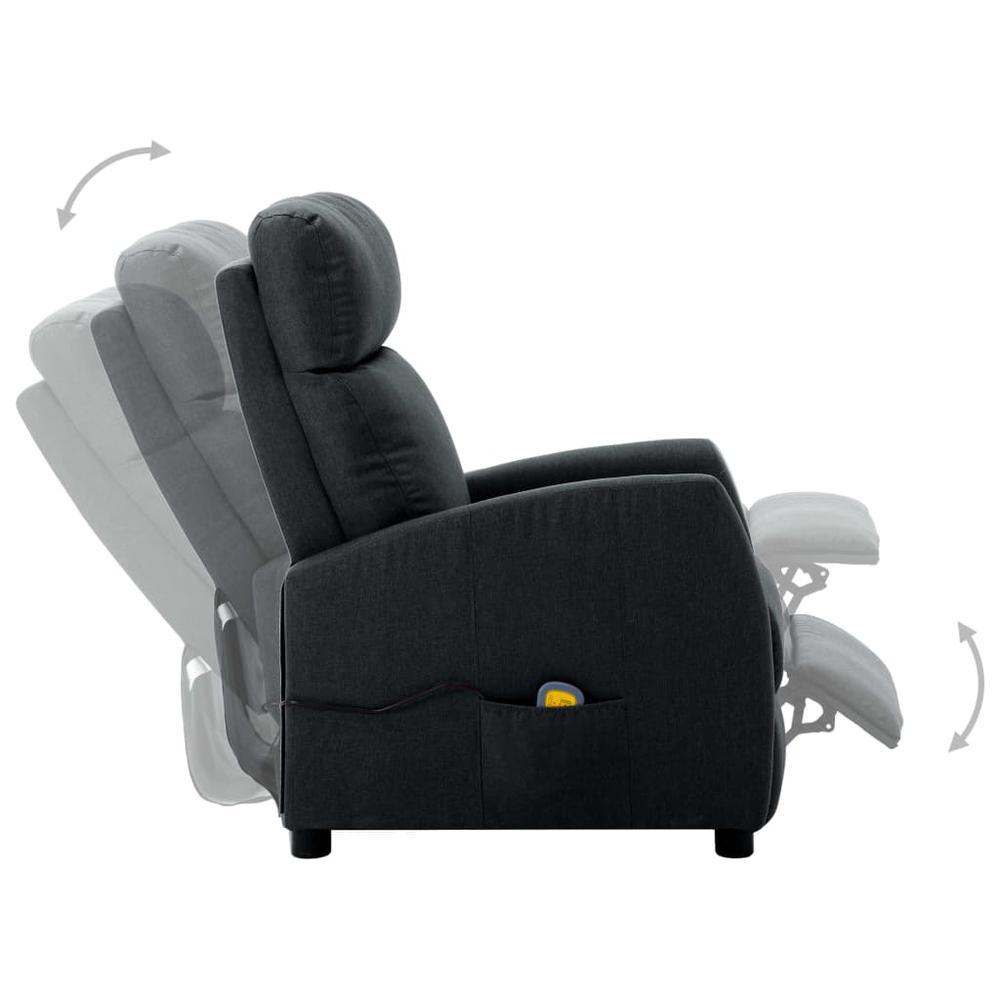 vidaXL Electric Massage Reclining Chair Dark Gray Fabric. Picture 5