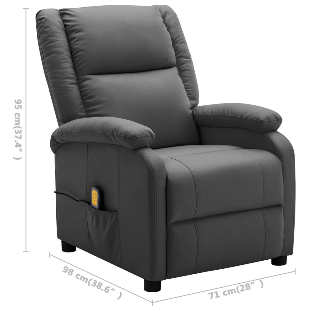 vidaXL Electric Massage Recliner Anthracite Faux Leather. Picture 10