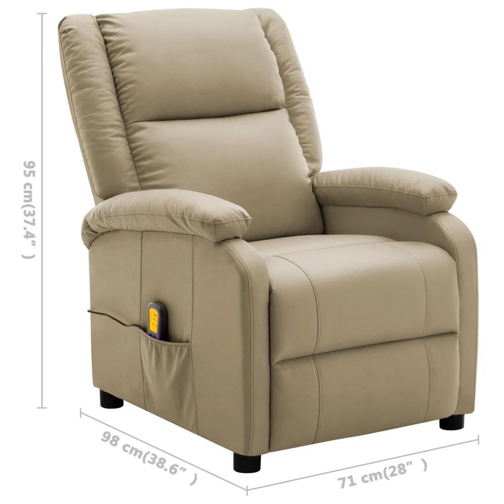 vidaXL Electric Massage Recliner Cappuccino Faux Leather. Picture 10