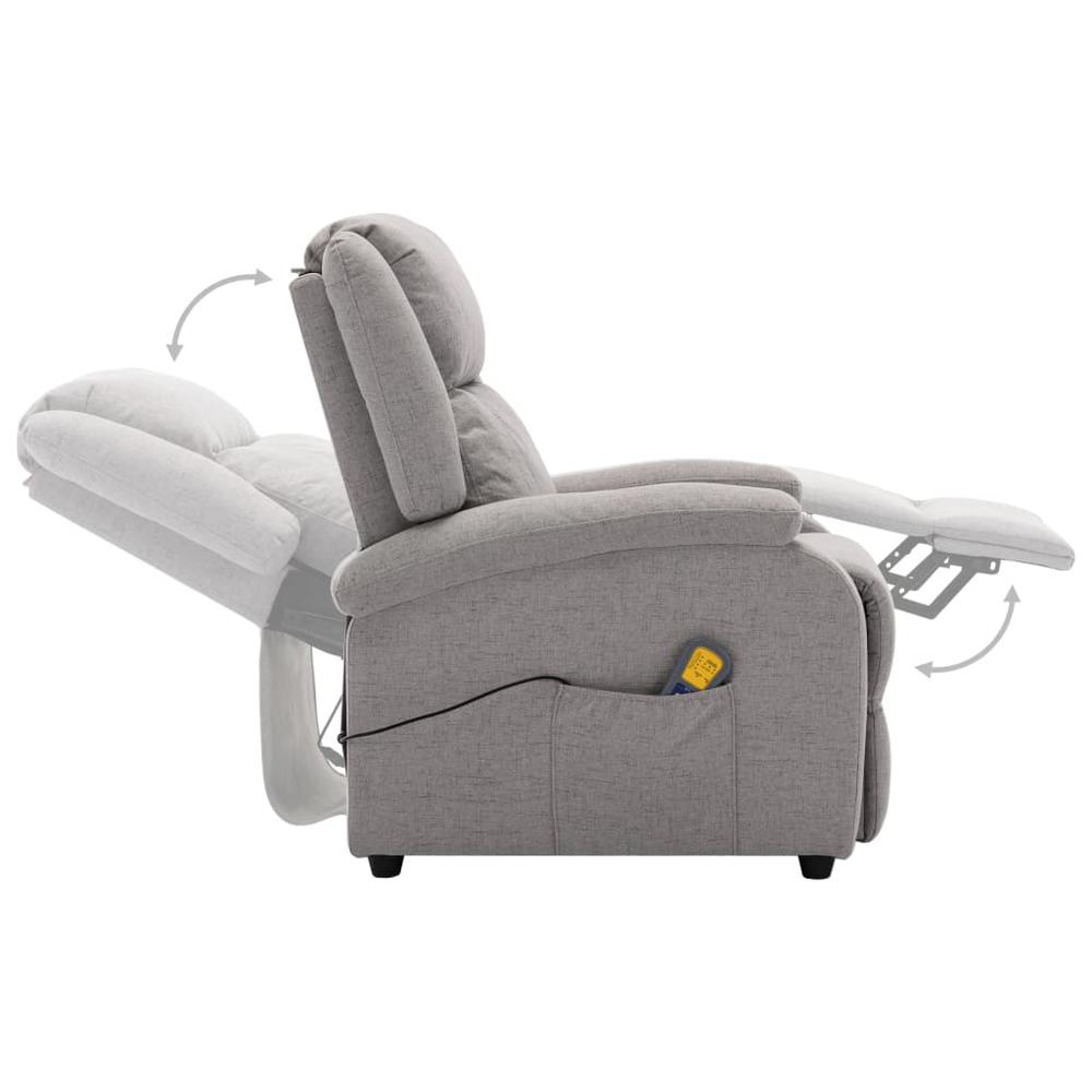 vidaXL Electric Massage Recliner Light Gray Fabric, 3074009. Picture 5
