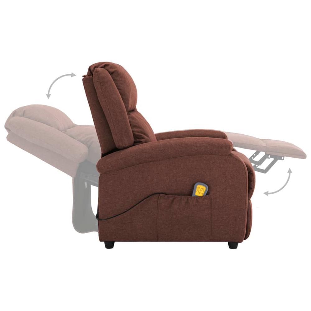 vidaXL Electric Massage Recliner Brown Fabric, 3074011. Picture 5
