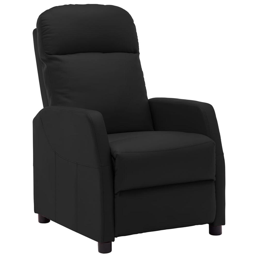 Recliner Black Faux Leather. Picture 1