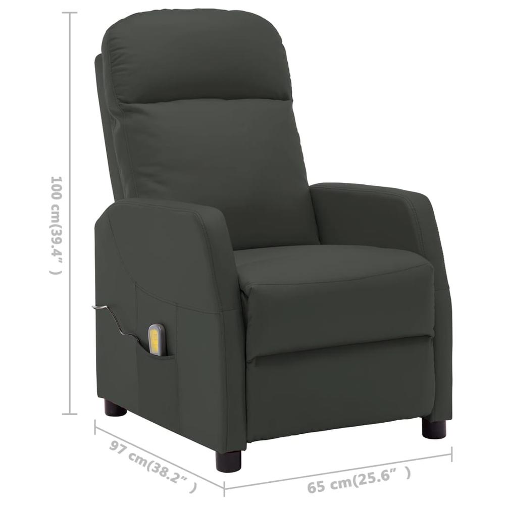 Massage Recliner Anthracite Faux Leather. Picture 10