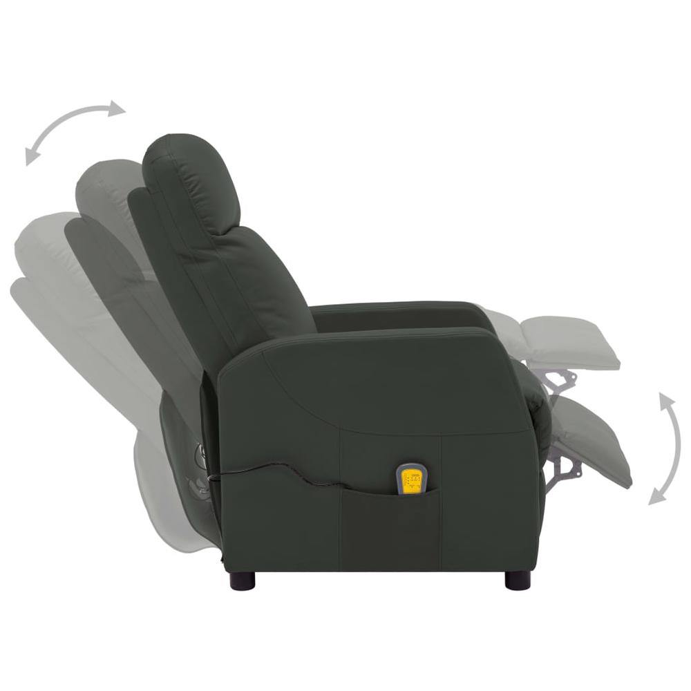 Massage Recliner Anthracite Faux Leather. Picture 4