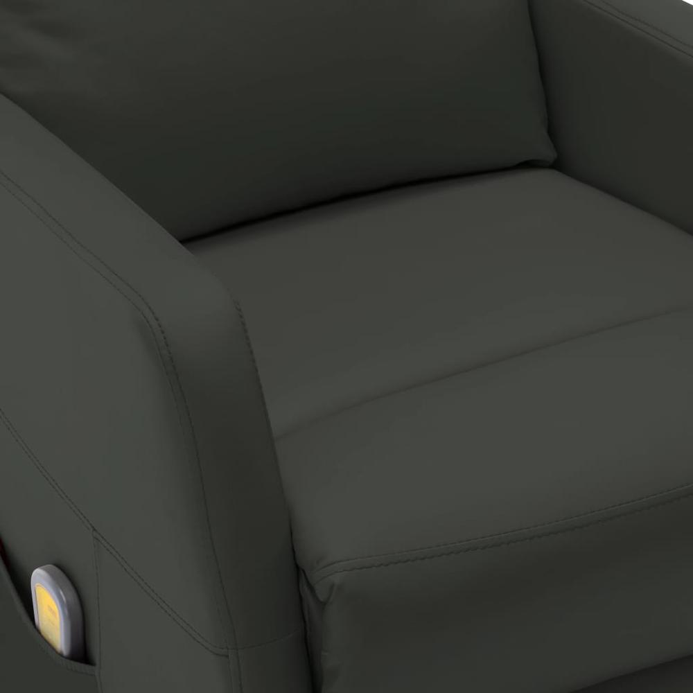 Massage Recliner Anthracite Faux Leather. Picture 5