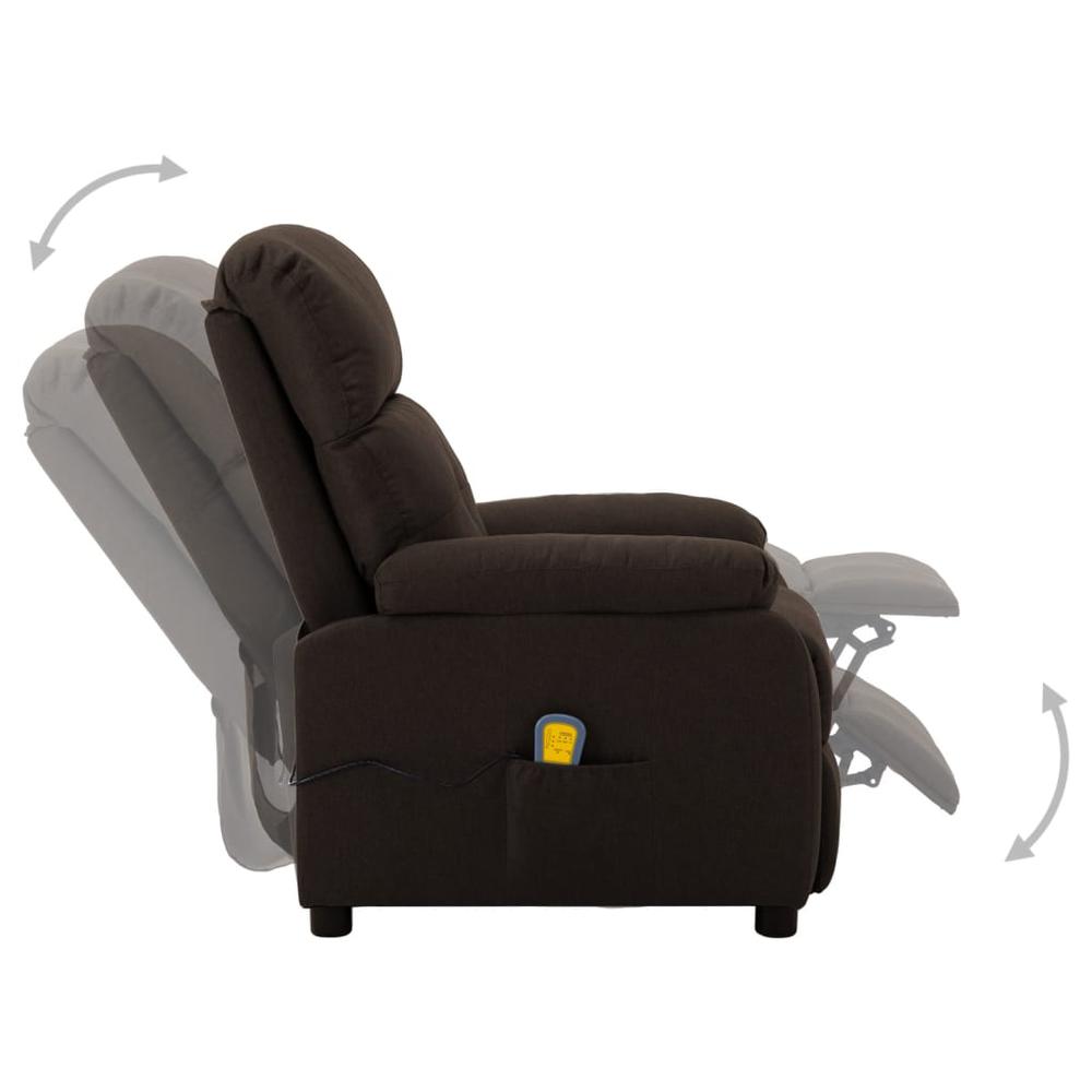 vidaXL Electric Massage Recliner Chair Dark Brown Fabric. Picture 5
