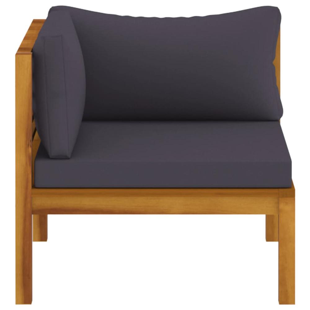 vidaXL Corner Sofas 2 pcs with Dark Gray Cushions Solid Acacia Wood. Picture 5