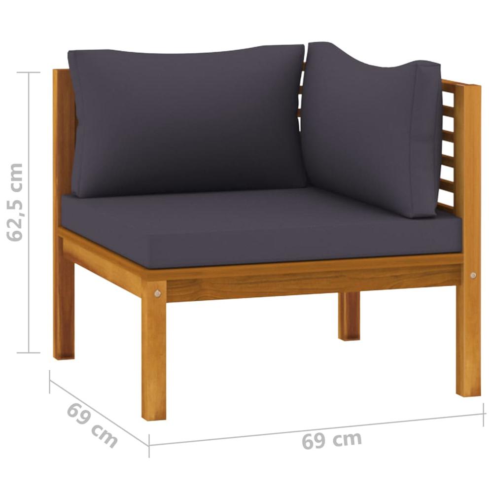 vidaXL Corner Sofas 2 pcs with Dark Gray Cushions Solid Acacia Wood. Picture 8