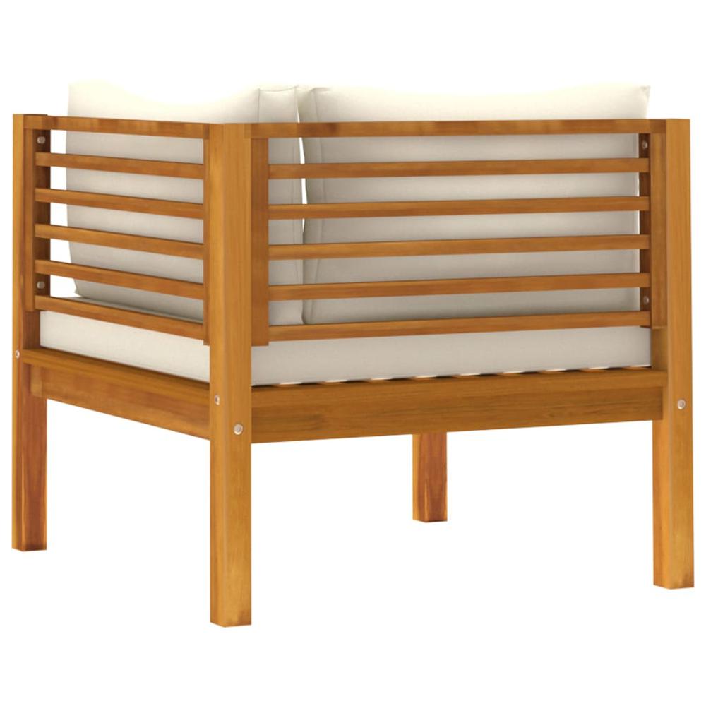 vidaXL Corner Sofas 2 pcs with Cream White Cushions Solid Acacia Wood. Picture 5