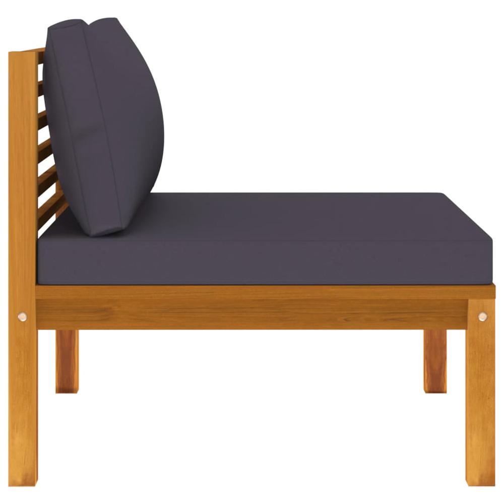 vidaXL 3 Piece Patio Lounge Set with Dark Gray Cushions Acacia Wood. Picture 4
