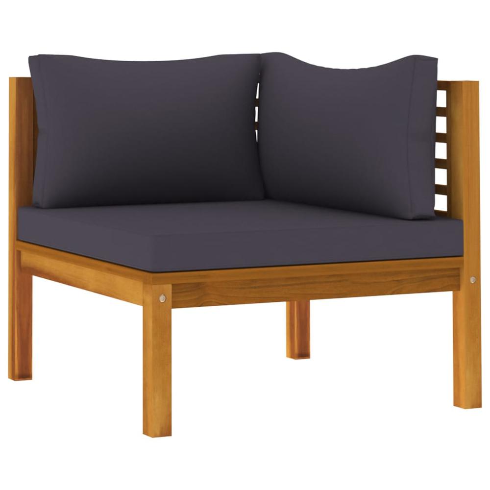 vidaXL 2 Piece Sofa Set with Dark Gray Cushions Solid Acacia Wood. Picture 7