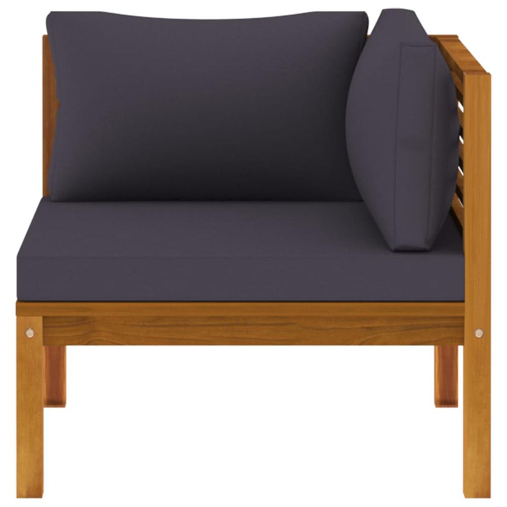 vidaXL 2 Piece Sofa Set with Dark Gray Cushions Solid Acacia Wood. Picture 8