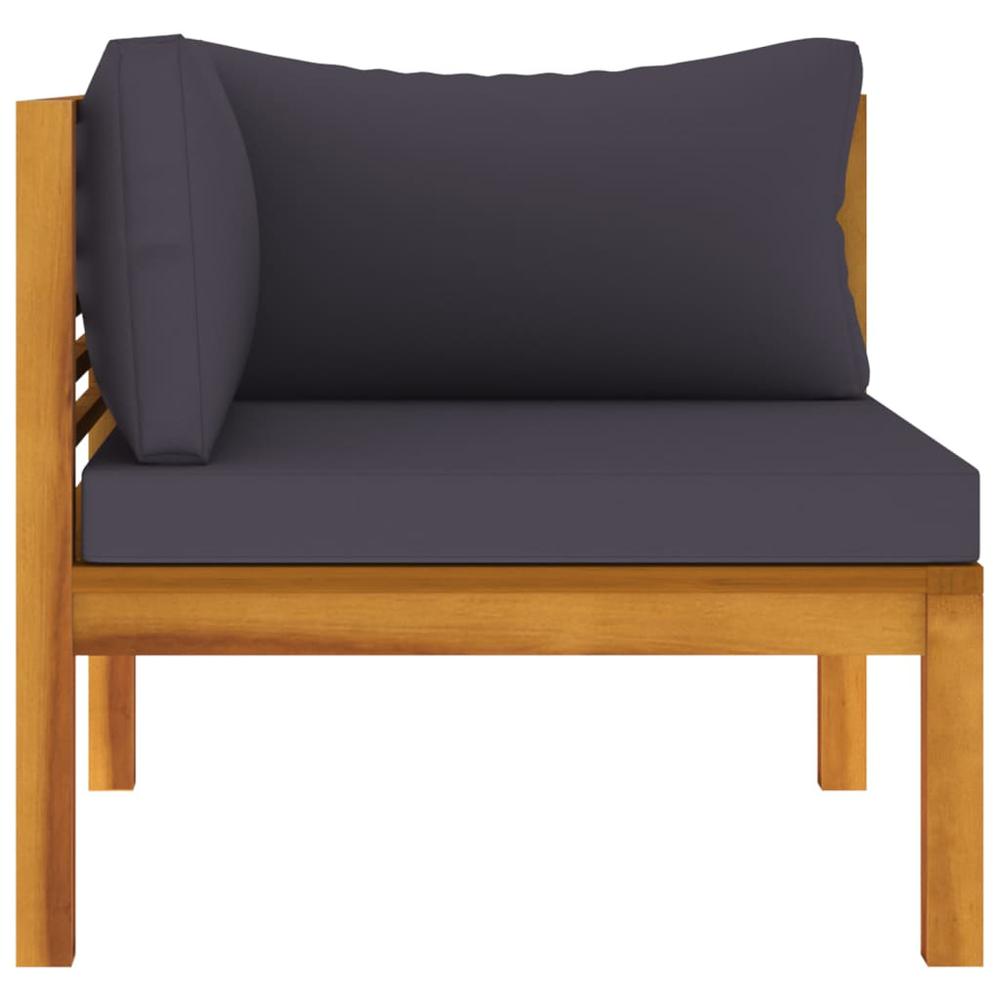 vidaXL 2 Piece Sofa Set with Dark Gray Cushions Solid Acacia Wood. Picture 9