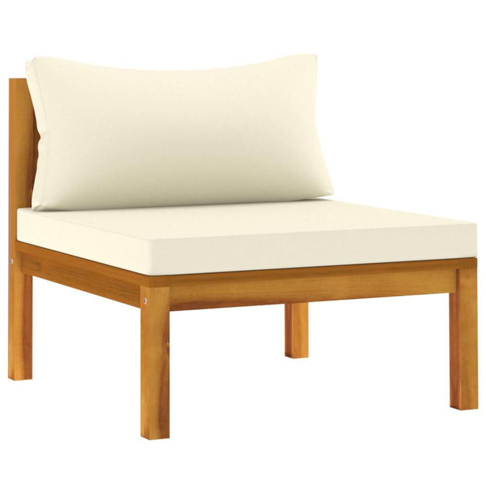 vidaXL 2 Piece Patio Sofa Set with Cream White Cushions Acacia Wood. Picture 7