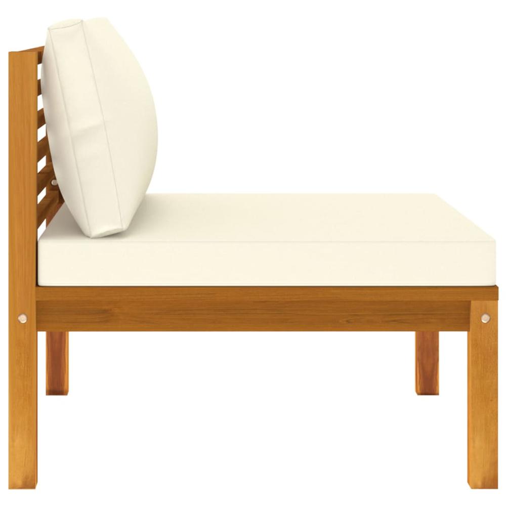 vidaXL 2 Piece Patio Sofa Set with Cream White Cushions Acacia Wood. Picture 8