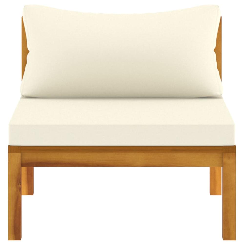 vidaXL 2 Piece Patio Sofa Set with Cream White Cushions Acacia Wood. Picture 9